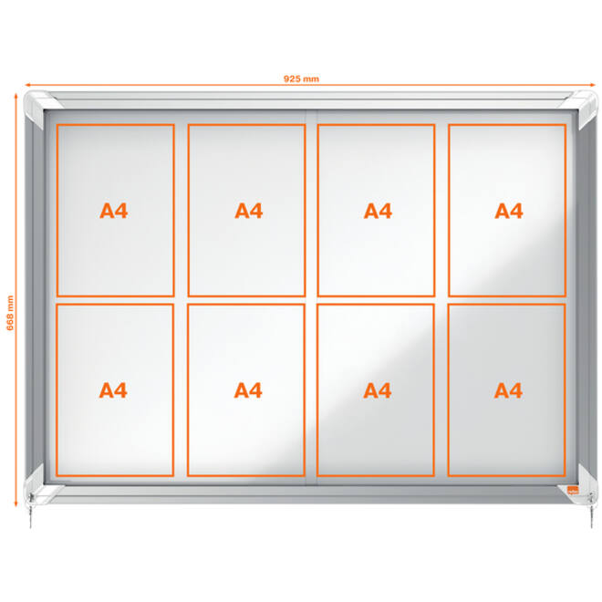 Binnenvitrine Nobo Premium Plus 8x A4 schuifdeur magnetisch
