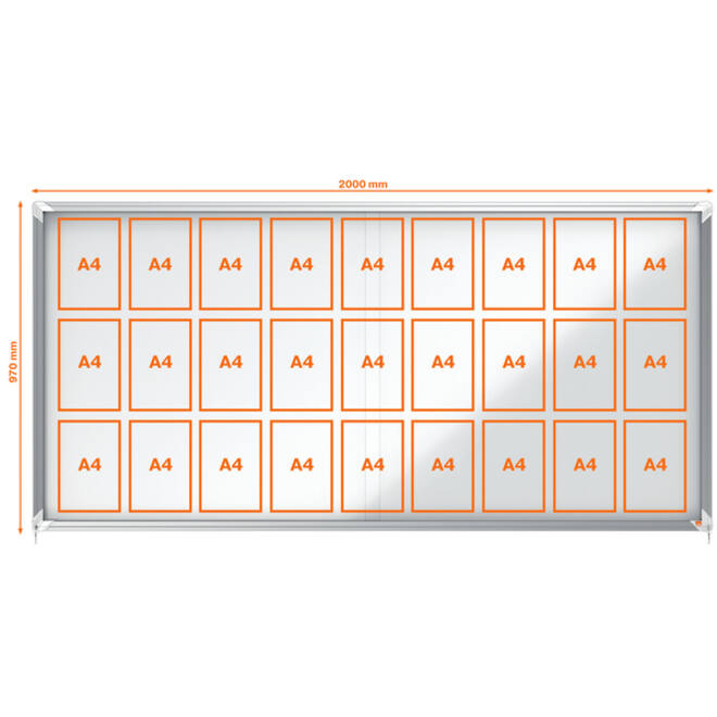 Binnenvitrine Nobo Premium Plus 27x A4 schuifdeur magnetisch