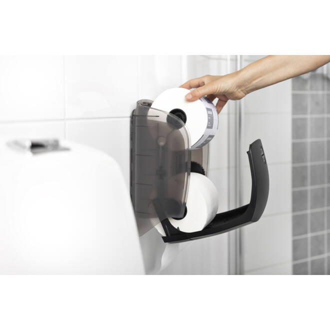 Toiletpapierdispenser Katrin systeemrol zwart 77519