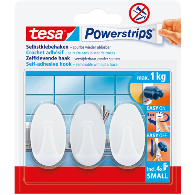 Haken tesa Powerstrips® SMALL Ovaal zelfklevend verwijderbaar wit