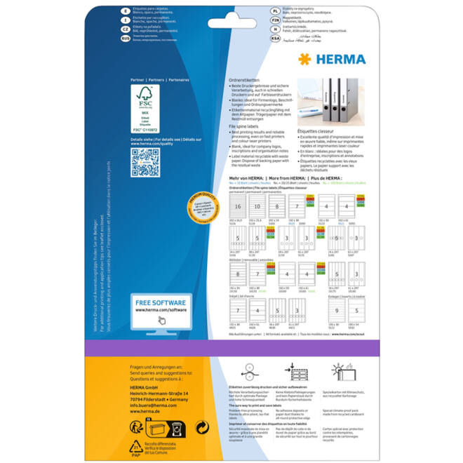 Rugetiket HERMA 5123 192x59mm zelfklevend wit 100 etiketten