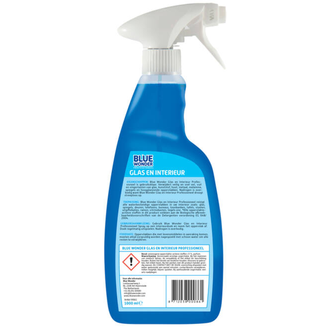 Glasreiniger Blue Wonder Prof glas en interieur spray 1liter