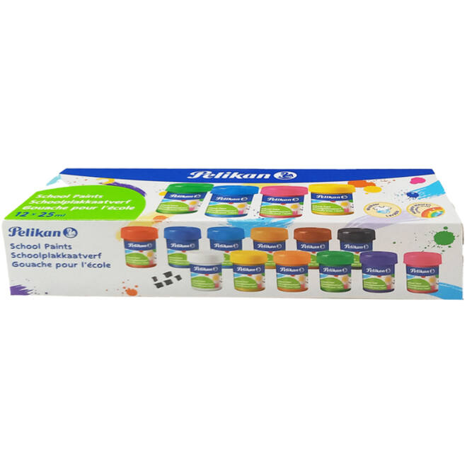 Plakkaatverf Pelikan 20ml assorti doos à 12 potjes