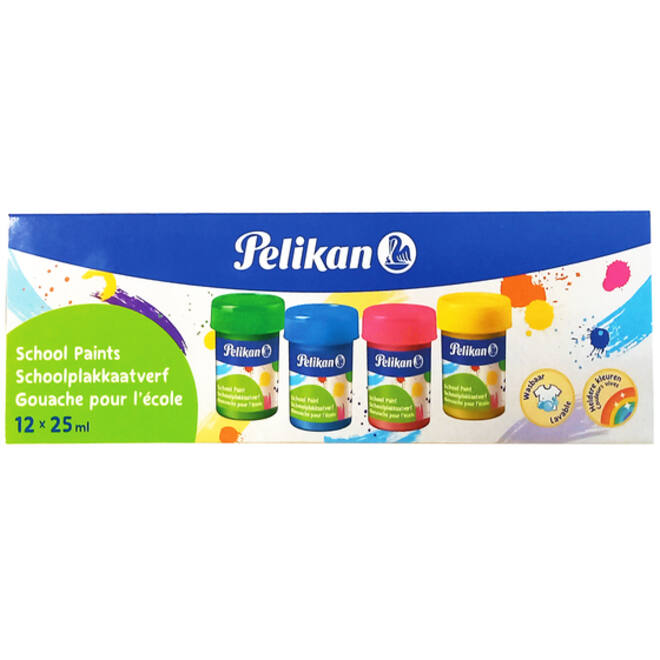 Plakkaatverf Pelikan 20ml assorti doos à 12 potjes