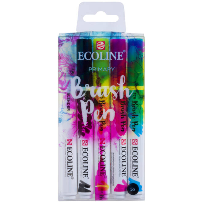 Brushpen Talens Ecoline Primair etui à 5 kleuren