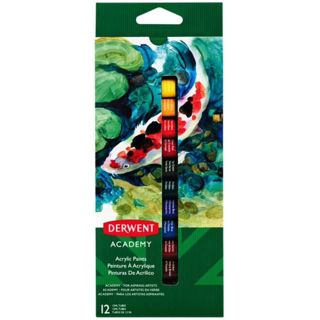 Acrylverf Derwent Academy blister à 12 tubes à 12ml assorti