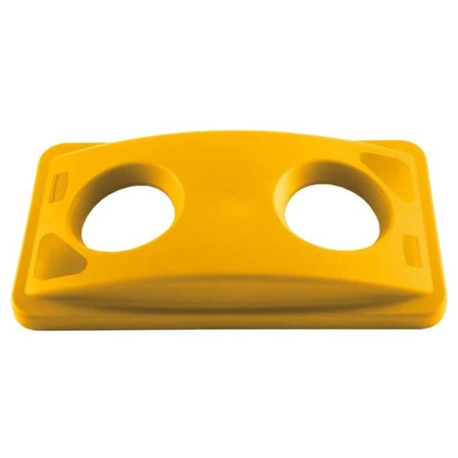 Deksel Rubbermaid Slim Jim Vented inwerpopening voor flesjes en blikjes geel
