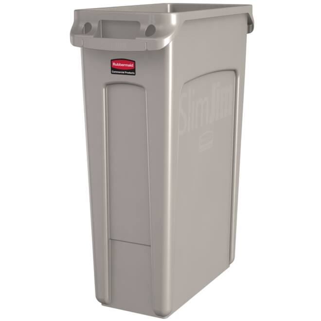 Afvalbak Rubbermaid Slim Jim Vented met luchtsleuven 87liter beige