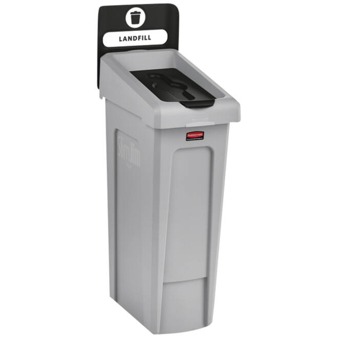 Deksel Rubbermaid Slim Jim Recyclestation gesloten zwart