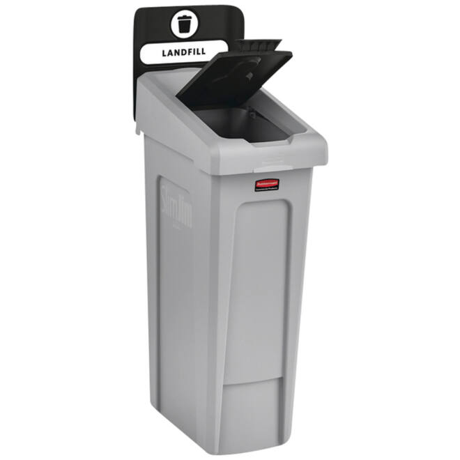 Deksel Rubbermaid Slim Jim Recyclestation gesloten zwart