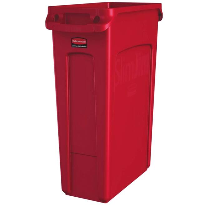 Afvalbak Rubbermaid Slim Jim Vented met luchtsleuven 87liter rood