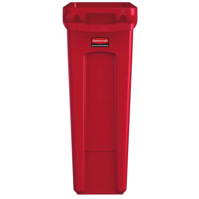Afvalbak Rubbermaid Slim Jim Vented met luchtsleuven 87liter rood