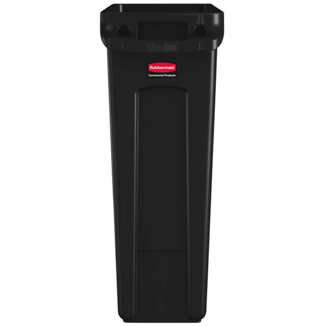 Afvalbak Rubbermaid Slim Jim Vented met luchtsleuven 87liter zwart