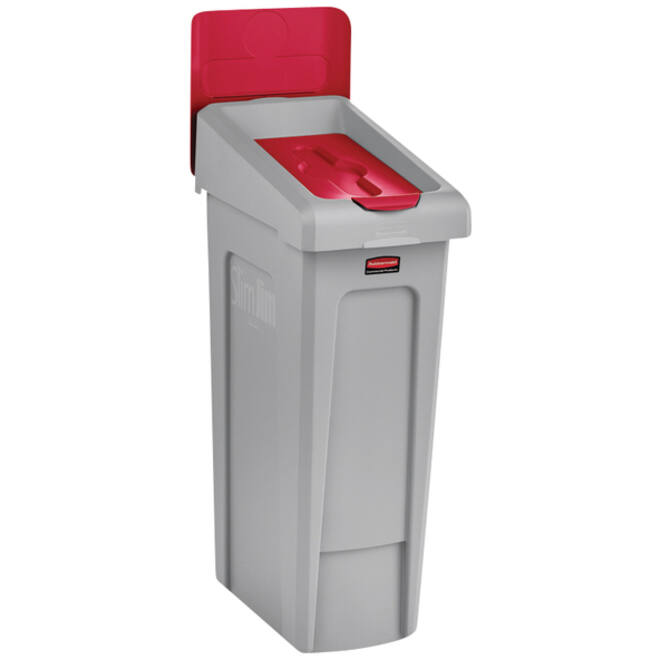Deksel Rubbermaid Slim Jim Recyclestation gesloten rood