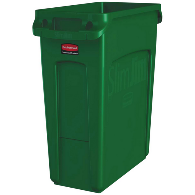 Afvalbak Rubbermaid Slim Jim Vented met luchtsleuven 60L groen