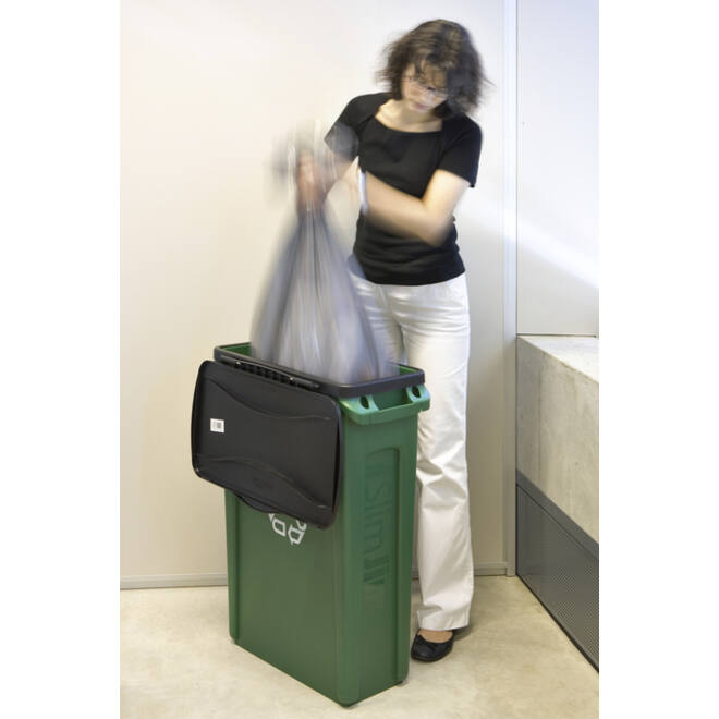 Afvalbak Rubbermaid Slim Jim Vented met luchtsleuven 60L groen