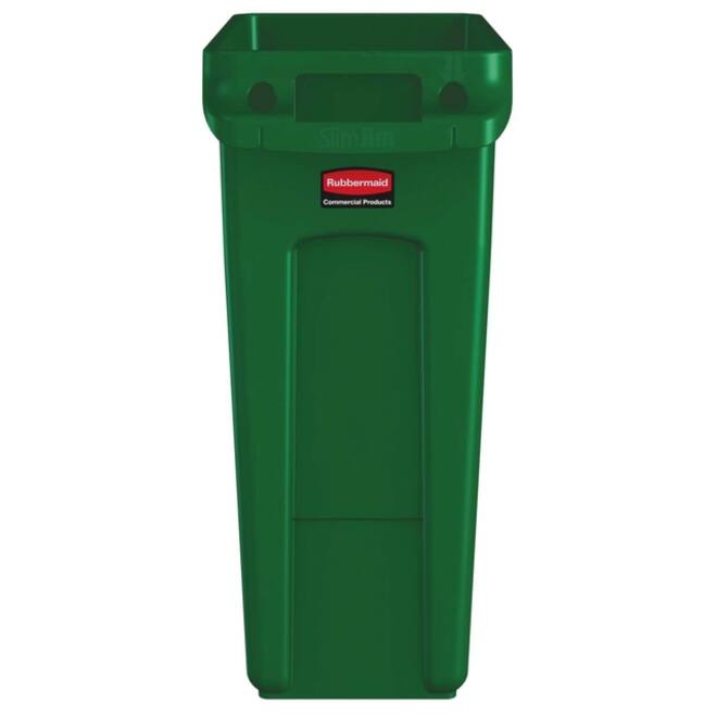 Afvalbak Rubbermaid Slim Jim Vented met luchtsleuven 60L groen