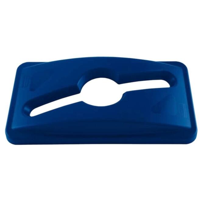 Deksel Rubbermaid Slim Jim Vented inwerpopening voor gemengde recycling blauw