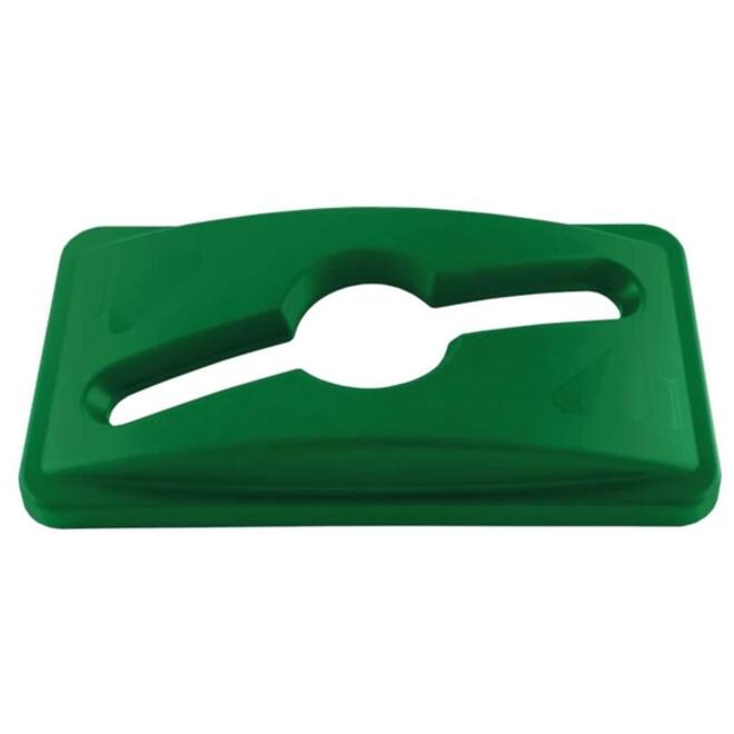 Deksel Rubbermaid Slim Jim Vented inwerpopening voor gemengde recycling groen