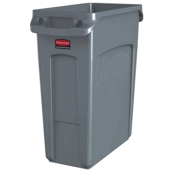 Afvalbak Rubbermaid Slim Jim Vented met luchtsleuven 60liter grijs