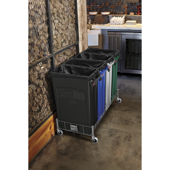 Afvalbak Rubbermaid Slim Jim Vented met luchtsleuven 60liter grijs