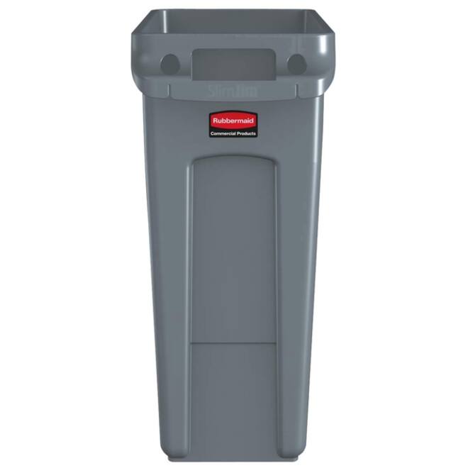 Afvalbak Rubbermaid Slim Jim Vented met luchtsleuven 60liter grijs