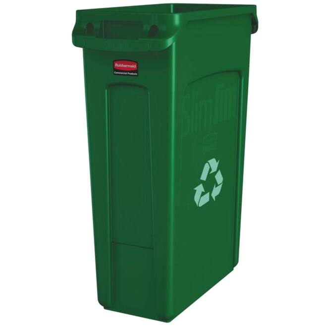 Afvalbak Rubbermaid Slim Jim Vented met luchtsleuven 87liter groen