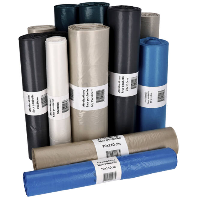 Afvalzak Cleaninq 45x50cm LDPE recycled T25 15L zwart