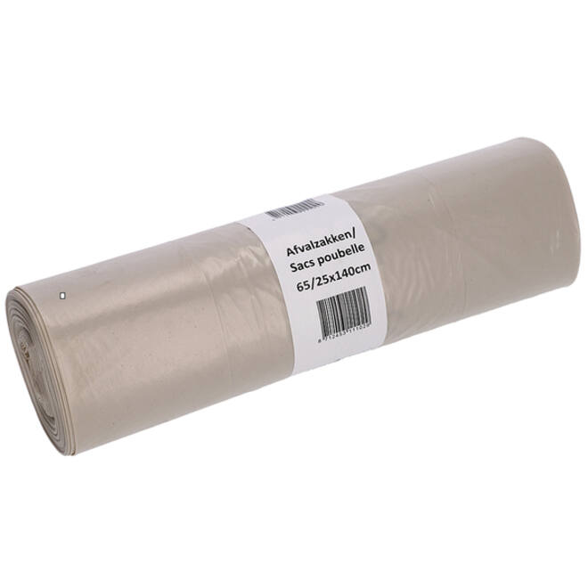 Afvalzak Cleaninq 65/25x140cm LDPE recycled T70 240L transparant