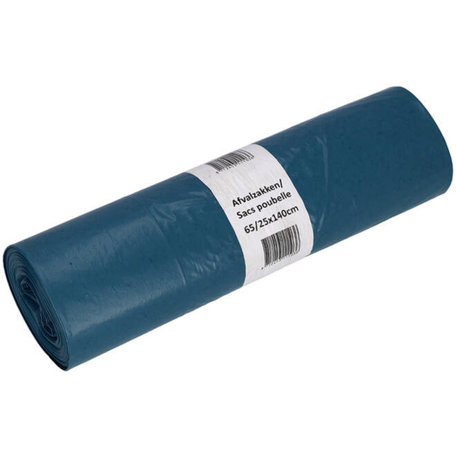 Afvalzak Cleaninq 65/25x140cm LDPE recycled T70 240L blauw