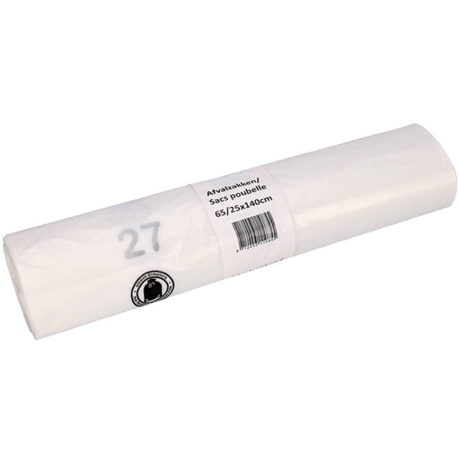 Afvalzak Cleaninq 65/25x140cm HDPE recycled T25 240L transparant