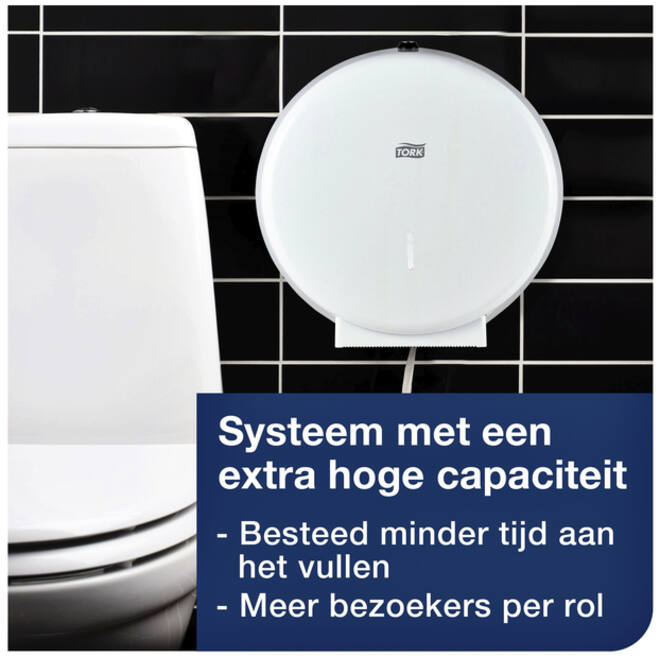 Toiletpapierdispenser Tork Jumbo T1 metaal wit 246040