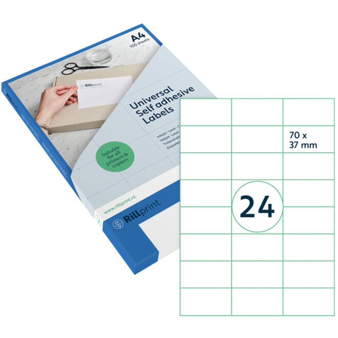 Etiket Rillprint 70x37mm mat transparant 600 etiketten
