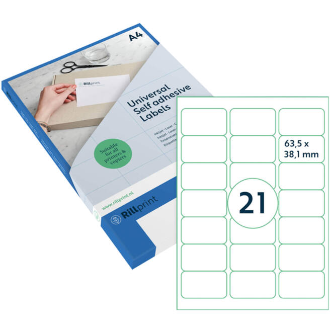 Etiket Rillprint 63.5x38.1mm mat transparant 525 etiketten