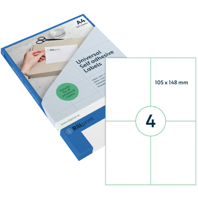 Etiket Rillprint 105x148mm mat transparant 100 etiketten