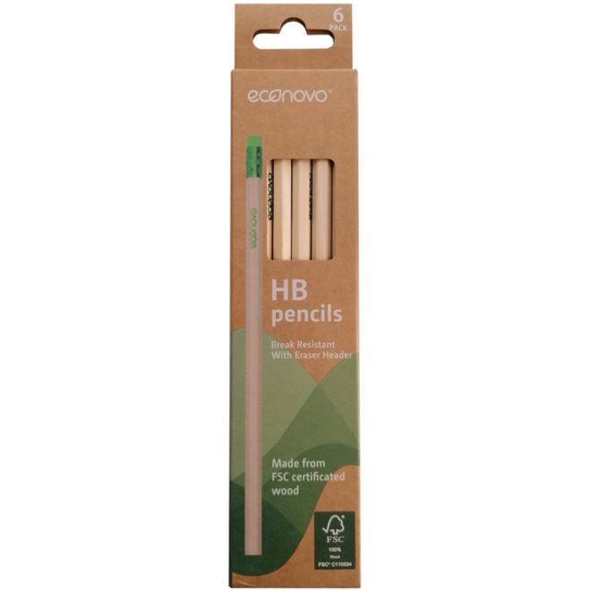 Potlood Econovo HB met gumtop blister à 6 stuks