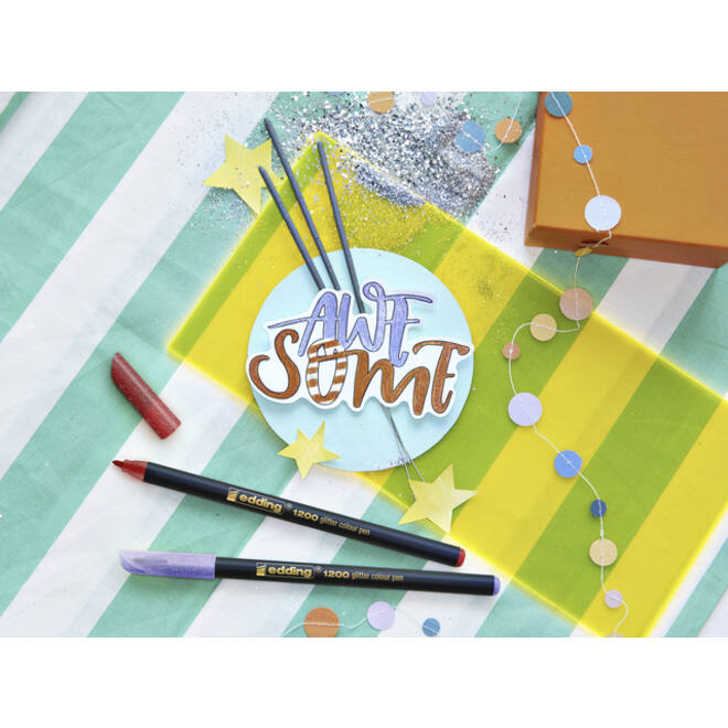 Fineliner edding 1200 fijn glitter assorti set à 5 stuks