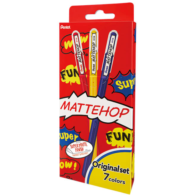 Gelschrijver Pentel K110 Mattehop Fun Original M ass blister à 7st