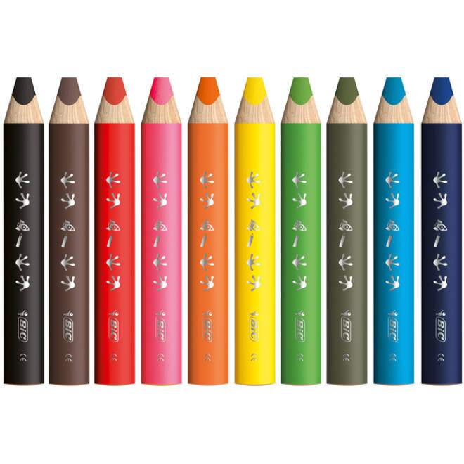 Kleurpotloden BicKids Multi Surface inclusief puntenslijper assorti pak à 10 stuks
