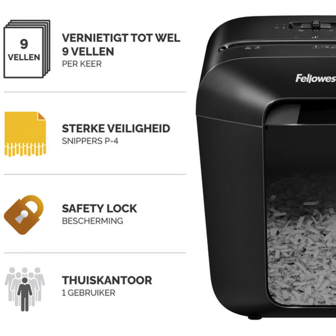 Papiervernietiger Fellowes Powershred LX50 snippers 4x37mm zwart