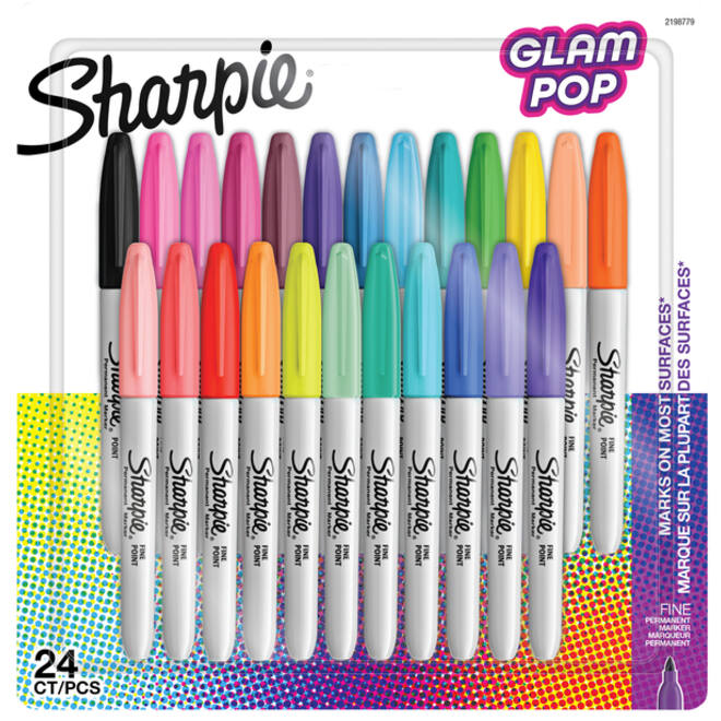 Viltstift Sharpie Glampop fijn assorti blister à 24 stuks