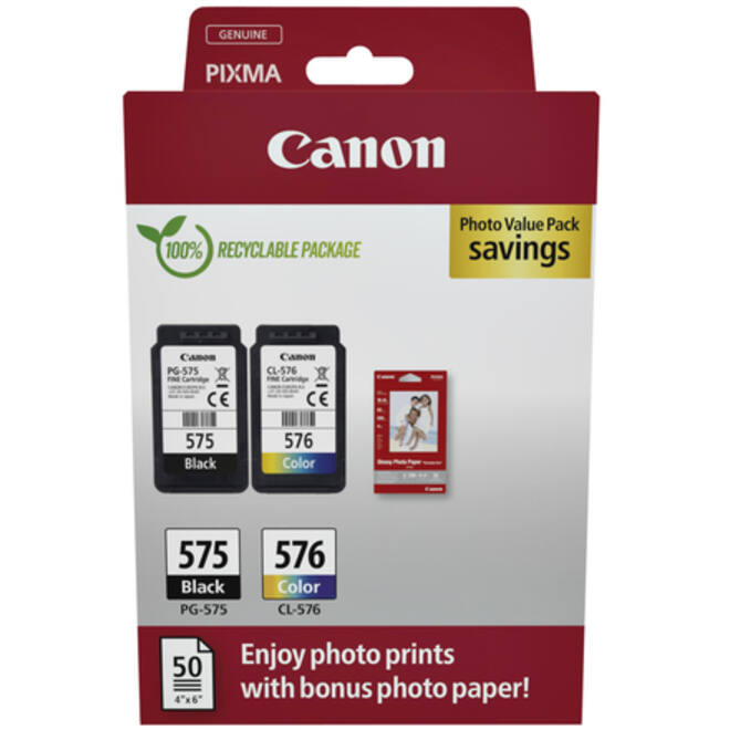 Inktcartridge Canon PG-575 + CL-576 zwart + kleur