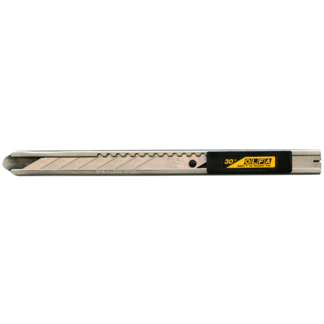 Snijmes Olfa SAC-1 9mm met metalen houder blister à 1 stuk