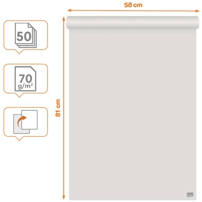 Flipoverpapier Nobo Gerecycled 58x81cm dubbelzijdig rol