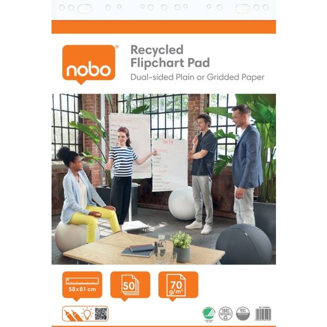 Flipoverpapier Nobo Gerecycled 58x81cm dubbelzijdig rol