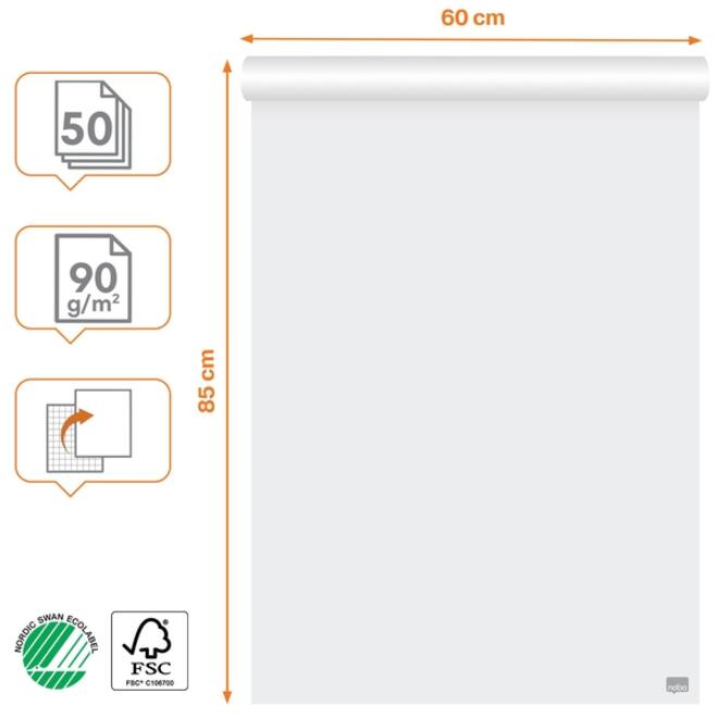Flipoverpapier Nobo Premium 60x85cm dubbelzijdig 1 rol