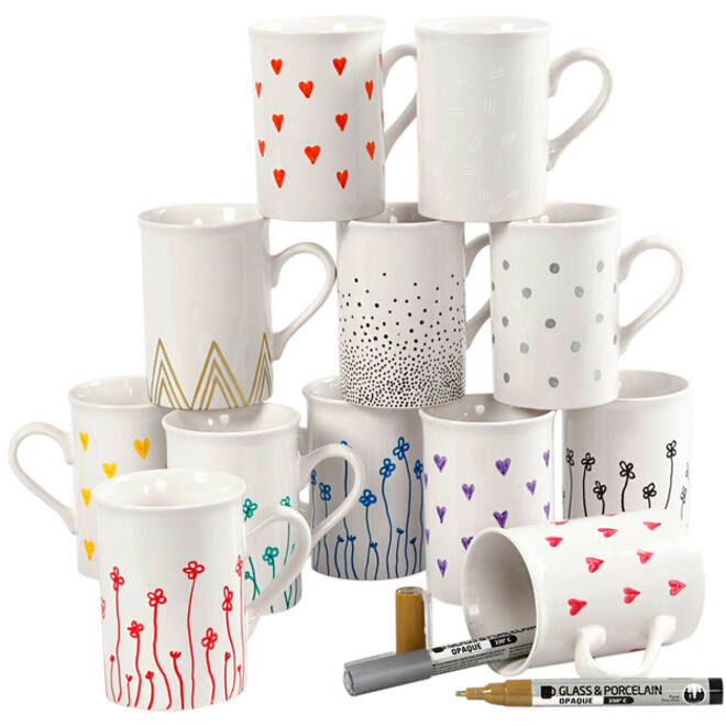 Glas- & Porseleinstiften Creativ Company 1-2mm set à 12 kleuren