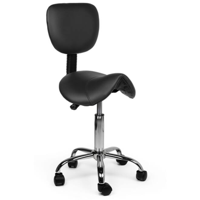 Zadelkruk Office rugleuning laag harde wielen zw