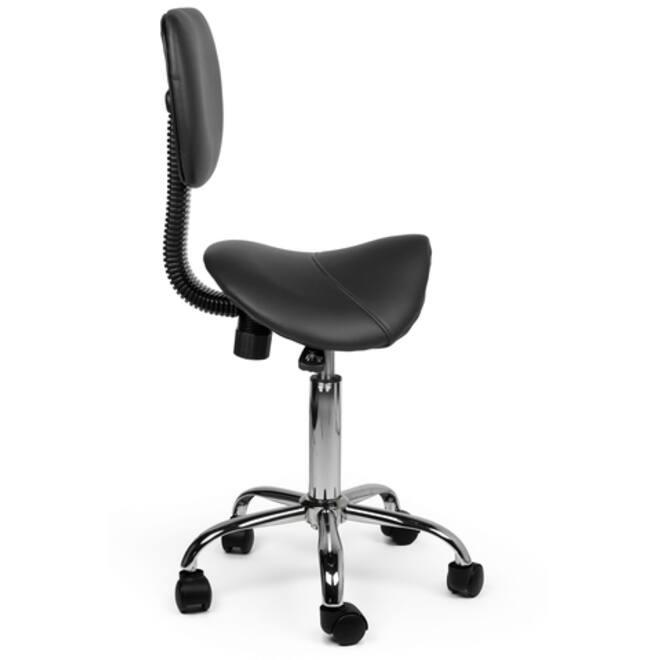 Zadelkruk Office rugleuning laag harde wielen zw