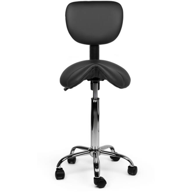 Zadelkruk Office rugleuning medium harde wielen zw